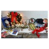 Large box of Christmas decor - wreath, garland,