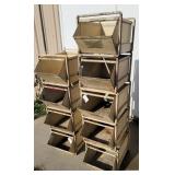 9 metal stacking industrial parts bins