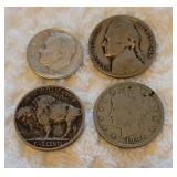 1906 Liberty nickel, buffalo nickel, 1952 silver