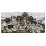 2 boxes of silverplate & pewter serverware