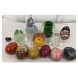 Art glass paperweights & marble eggs