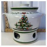 Montgomery Ward stoneware Christmas bean pot w/