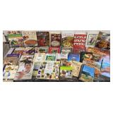 Blue tub of cookbooks