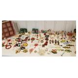 2 clear totes of Christmas ornaments