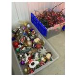 2 clear tubs of Christmas- ornaments & a tub of