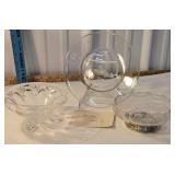 3pcs - Signed Hawkes ftd bowl, sterling pedestal