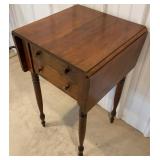 Mahogany 2 drawer drop-leaf table approx