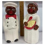 Unique pair of black Americana s&p shakers