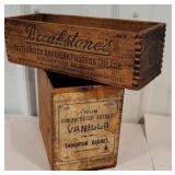 2 small wooden advertising boxes