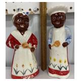 Tall pair of black Americana s&p shakers with