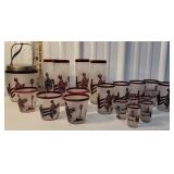 Noritake frosted and Ruby cocktail set