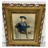 Hand colored portrait photo of a boy in a