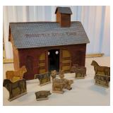 Roosevelt stock farm barn with animals