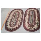 2 early oval braided rugs