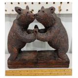 Pair of heavy wood black bear bookends