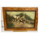 Fox hunt painting on canvas approx 20"x29"