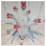 Retro 80s Lucite Flowers in bowl. About 23" tall