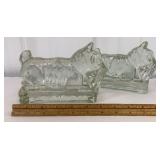 Pair of vintage glass Scottie bookends
