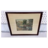 Signed Wallace Nutting print The Swimming Pool