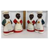 2 pairs black Americana oil & vinegar bottles