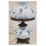 Blue Gone with Wind Style Lamp about 24" tall