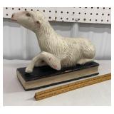 Painted folkart lamb on book w/ an interesting