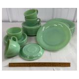 27 pieces Fire King jadeite plates, coffee mugs &