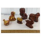 Box of misc redware animals