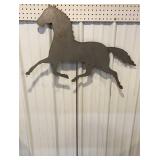 Early sheet metal weathervane horse on pole