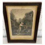 Nice old frame w/ print The Old Oaken Bucket