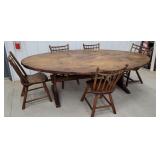 Oval tresell table with 5 chairs 96"55"29"