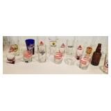 17 advertising beer glasses, bottle
