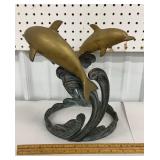 Brass dolphin sculpture/fishbowl stand/crown -