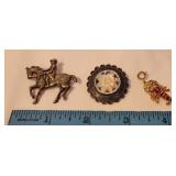 Sterling silver horse brooch, Jerusalem brooch