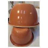 2 unusual color pink enamelware bowls