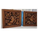 2x$ - 2 stunning thick 3-D carved panels - black