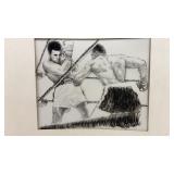 Vintage drawing of Muhammad Ali fight drawn by
