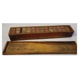 Antique wooden carved Domino set - Christmas 1893