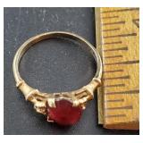 10K Ring with Red Stone