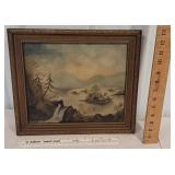 Oil on canvas - trees and small waterfall