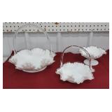 Fenton Silvercrest baskets & compote (3pcs)