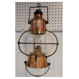 Aprx 24" Copper hanging ships kero lantern