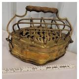 Early brass cricket?/coal? pail with insert