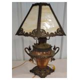 Carmel Slag glass, Copper base lamp