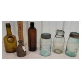 3 bottles & 3 canning jars