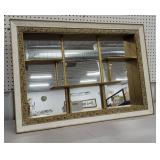 Retro wall / curio mirrored shelf Aprx 35" x 25"