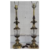 Pair of Hollywood regency stiffel crystal lamps -