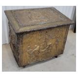 Brass covered lift top wood box 24"16"21"