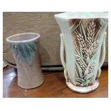 2 pottery vases, (1 McCoy)