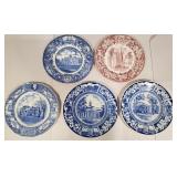 5 English (Wedgwood) Historical Places Plates